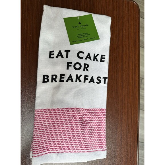 kate spade new york Other - Kate Spade Set -2 Kitchen Towels Eat Cake for Breakfast 17"X28" 100% Cotton NEW